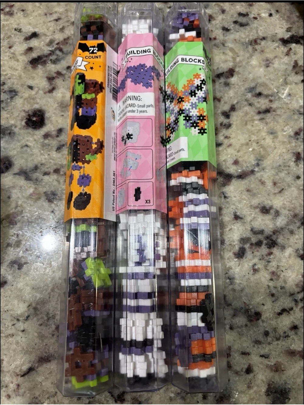 Lot of 3 Bullseye Playground Mini Halloween Theme  Building Blocks 72 Pcs Each
